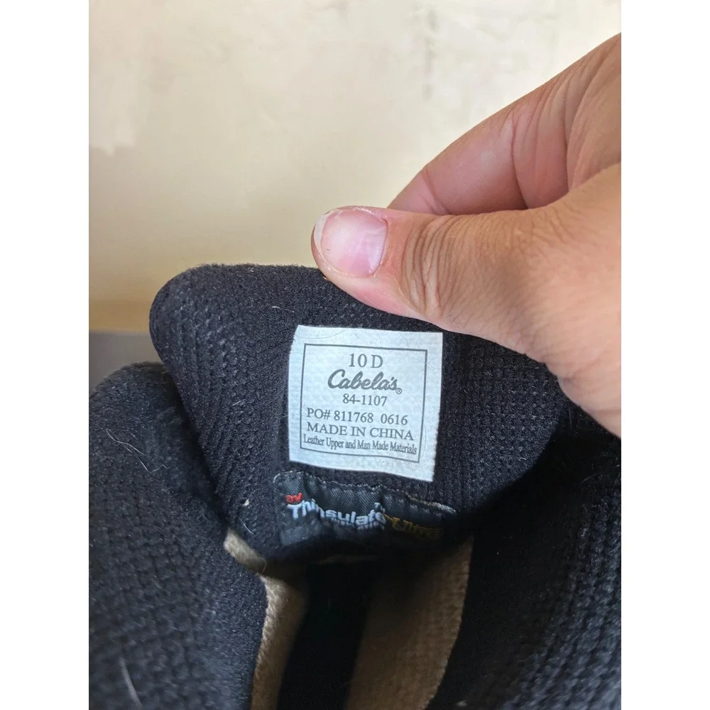 Cabelas Dry-Plus Thinsulate Ultra Winter Boots Mens 10 D Black Suede Zip 84-1107